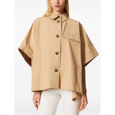 트윈셋 버튼 우븐 판초