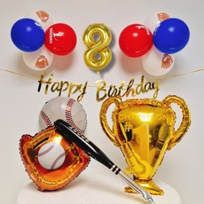 스마일파티 야구 생일 풍선 파티 세트, 1세트, 8세