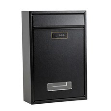 벽걸이형 우편함 (조합 잠금장치 포함) 22x8.5x32cm 가볍고 다용도로 사용 가능 가정 및 빌라 인테리어 소품 철제, 현대의, 매트 블랙