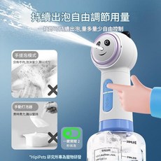 HipiPets 可愛熊貓寵物起泡機 持續出泡自由調節用量 1:6黃金配比, 1：6配比 熊貓智慧泡泡機 Type - C介面改為磁吸, 1個