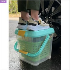 다용도 스텝박스 세차물통 세차버킷 캠핑설거지통 낚시통 수납정리 19L 더룩 민트 에디션