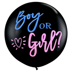 不易破乳膠性別揭曉派對佈置氣球, 黑+粉色, 1個