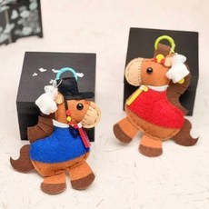 명절 한복 입은 귀여운 펠트 말 인형 키링 세트 (2종 택 1), 상세페이지 참조, 비녀말, 상세페이지 참조