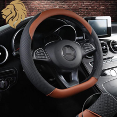소울랜드 타공 D컷 QM6 전용 자동차 핸들커버, 웨이브 컬러플 브라운