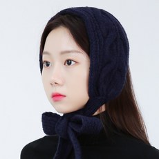 Raping冬季防寒羊毛麻花針織耳罩下巴帶 女性耳塞