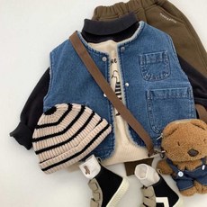 兒童刷毛馬甲 牛仔背心外套 兒童加絨加厚牛仔馬甲冬季新款男童女童寶寶保暖背心坎肩外套