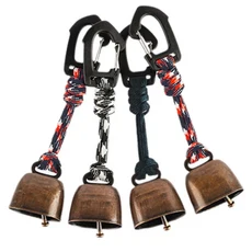 하이킹 캠핑용 야외 베어벨 - 손으로 엮은 끈이 있는 의 주철 카우벨 배낭여행용 분실 방지 키체인, 04 Random Tapered 4pcs