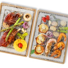 꾸버스 투타임 휴대용 바베큐 그릴 캠핑 일회용 숯불 화로 BBQ, 1개