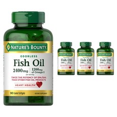 네이쳐스바운티 오덜리스 피쉬 오일 2400mg + 오메가 3 1200mg 소프트젤, 4개, 90정