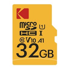 어댑터 10배 쓰기 속도가 지원되는 코닥 32GB 클래스 10 UHS-I U1 MicroSDHC 카드, Black