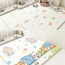 XPE材質 遊戲地墊 加厚18mm 寶寶爬行墊 雙面 嬰兒 摺疊爬行墊, A面夢想宇宙B旋轉木馬