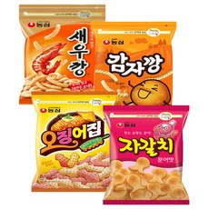 농심 대용량 지퍼백 4봉(새우깡1+감자깡1+빅오징어집1+빅자갈치1) 무배, 1세트