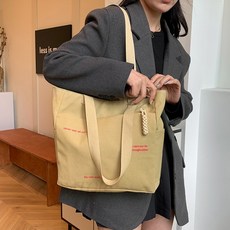POMTOR 데일리 지퍼 에코백 베이직 캔버스 토트백 숄더백