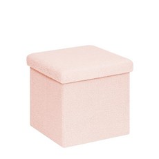 핀플러스 접이식 수납 오스만 벤치 거실용 블랙 셰르파 오스만 침실 거실 현관용 긴 신발 가슴 장난감 상자 발판 31.5인치, Pink, 15"D x 15"W x 15"H