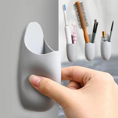 실리콘 무타공 벽걸이 수납 정리함, 그레이, 1개