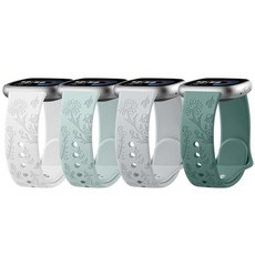 Vanjua Fitbit Sense 2 / Sense 밴드와 호환되는 밴드 Fitbit Versa 4 / Versa 3 밴드 여성용 남성용 Fitbit Sense 2 / V, 2-플라워 4팩