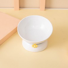 寵物碗 貓食碗 貓糧碗 陶瓷斜口碗 創意文字高腳碗, 1個, 斜口空白