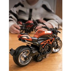 미니바이크 빈티지 스포츠 포켓 오토바이 스쿠터 모델 레이싱 장난감 자동차, 1개, 합금 도로 경주 자전거 레드