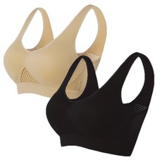 큐큐샵 스포츠브라 2P세트 심리스 노와이어 빅사이즈 운동 편한 브라 진주머리끈 포함 구성