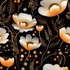 WalRiddle수채화야생화옐로우/퍼플/핑크꽃벗겨서붙이는벽지 쉽게벗겨낼수있는접착벽종이 방수임대용 45x300cm17.7x119.5인치121338, Black/Gold