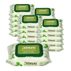 테온셀 그린터치 물티슈 100매 20팩 국내생산 순한성분 아기캡형 오픈, 20개