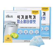 아이앤어스 식기세척기 청소용 타블렛 세제 20p, 2개, 300g