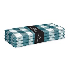 Softopia Cotton Buffalo 격자 무늬 천 냅킨 4개 세트 부드럽고 내구성이 뛰어나며 주름 방지 원단 저녁 식사 결혼식 레스토랑 뷔페 파티 크리스마스, 18" x 18" (Set of 4), 청록색, 흰색 Softopia Cotton 14099