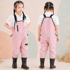 스토리원 키즈 해루질 갯벌 체험 아동 낚시 가슴 장화 U-KIDSH011, 180, 핑크