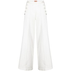 누드 하이웨이스트 버튼 디테일 데님 팬츠