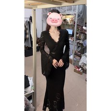 蕾絲連衣裙女修身包臀魚尾長裙