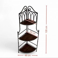 아메리칸 빈티지 철제 우드 3단 코너 스탠드 수납 선반, 1개, 1_접어서조립