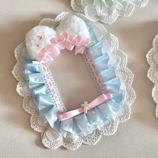 레이스 화이트 블랙 활 카드 탑로더 케이팝 포토카드 거치대 수제, blue pink