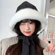 salimm 여성 따뜻한 방한 패딩 바라클라바 귀덮는 털모자, 블랙, 1개