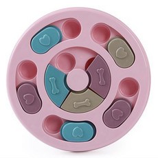 멍디버디 강아지 노즈워크 퍼즐 장난감 급식기, 분홍 원형, 2개