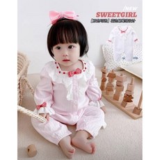 SWEETGIRL 女寶寶洋氣蕾絲領 春秋百日裝週歲裝