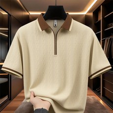 男士短袖Polo衫 翻領拉鍊寬鬆休閒運動上衣
