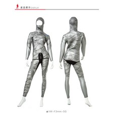 V.DIVE 3mm 女版 自由潛水衣 分體式 高彈性 類鯊魚皮 防寒衣, VW-F3mm-SG 銀灰,L