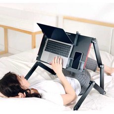 노트북 거치대 접이식 침대 휴대용 스탠드 각도 베드테이블 받침, 상세페이지 참고, 검정 X5Pro L+클립 4섹션