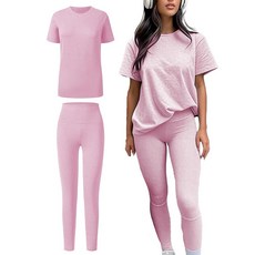 ZFLM 캐주얼 스포츠웨어 3피스 세트 하이 웨이스트 타이트 팬츠 요가 팬츠 반소매 라운드넥 요가 세트 차콜 그레이. S