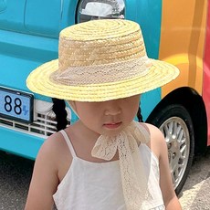 보니타콜렉티드 아동용 레이스 끈 밀짚 모자유아 밀짚모자 아동모자
