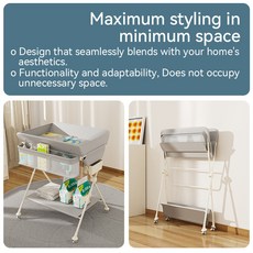 多功能可摺疊尿布臺嬰兒護理臺新生兒寶寶換尿布臺按摩撫觸洗澡臺, 歌蕾灰(跨境英文版)