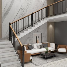 철제난간 담벼락 난간대 야외 울타리 주택 마당 담장 난간, 계단 손잡이 1m 나무손잡이포함