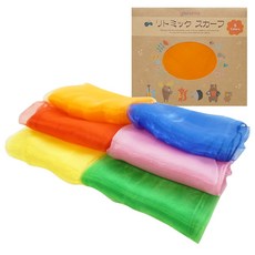 [gioia mia] 리트믹 스카프 푹신푹신 쉬폰 오간지 원단 스카프 놀이 (60cm6 색 A)