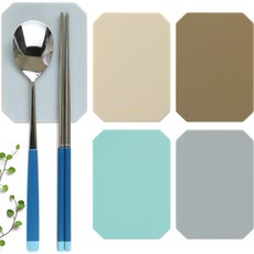 보네르 [국내산] 무소음 실리콘 수저받침 4p (크림+민트+브라운+그레이), 1개