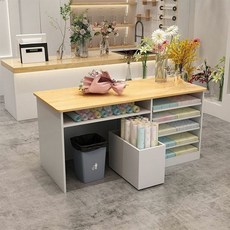 꽃집 작업대 꽃포장 테이블 작업다이 용 블랙 선반 원예 120x60x80cm 공방, B_골드 실크 나무무늬 책상 자가설치