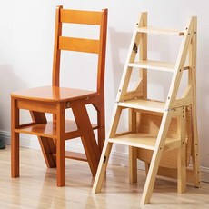 WIRQO 다용도 원목 접이식 스탭 스툴 발판 사다리 DIY 사다리의자 의자사다리, 호두색