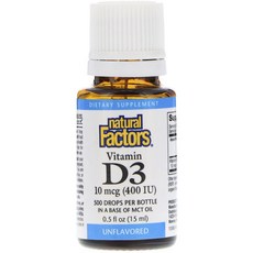 natural Factors 維生素D3滴劑 400IU, 1瓶, 15ml