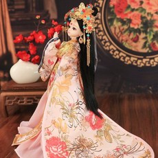 한푸 중국 고대 의상 인형 액세서리 옷 인테리어 장식품 사극 드라마 공주 미니어처, 4. 인형 꽃핑크 옷, 선물 가방