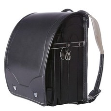 MilWorld ransel randoseru 여아 및 남아용 백팩 일본 자동 잠금 학교 가방 노령견 PU 가죽 블랙. 여행