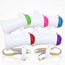 여러색깔미니메가폰 레인보우스트랩 미니 컬러 확성기 휴대용 15.5cm 강사용확성기 운동회, 미니메가폰(색상랜덤)